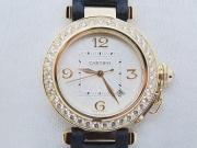 W1464
CARTIER 卡迪亞 
18K黃k金 自動上鍊機芯 女用PASHA
保單盒子 原廠絹帶 原廠18K黃k金折疊扣
直徑不含龍頭32mm 未使用之新品 

   